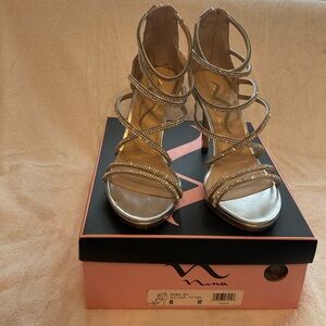 Nina silver sparkling heels shoes